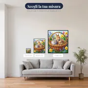 Coniglietti nel cesto di vimini fiorito – misure disponibili