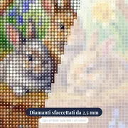 Coniglietti nel cesto di vimini fiorito – primo piano dei diamanti