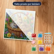 Coniglietti nel cesto di vimini fiorito – kit pronto per iniziare