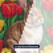 Brown Rabbit Among Red and Yellow Tulips – diamond close-up