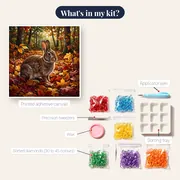 Brown Rabbit Among Red Autumn Leaves – kit contents