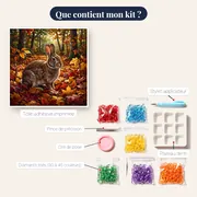 Lapin brun parmi les feuilles d'automne – contenu du kit