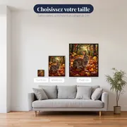Lapin brun parmi les feuilles d'automne – tailles disponibles