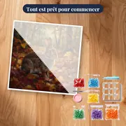 Lapin brun parmi les feuilles d'automne – kit prêt à commencer
