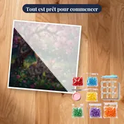 Deux lapins sous le cerisier en fleurs – kit prêt à commencer