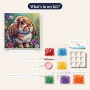 Lop-Eared Bunny Among Wildflowers – kit contents