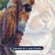 Lapin bélier aux fleurs sauvages – gros plan des diamants