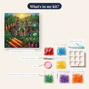 Bunny Family in the Vegetable Garden – kit contents