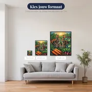 Konijnenfamilie in de moestuin – beschikbare formaten