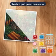 Famille de lapins au potager fleuri – kit prêt à commencer