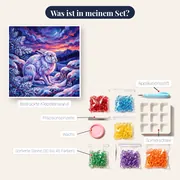Schneehase in der blauen und rosa Dämmerung – Inhalt des Sets