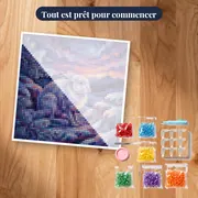 Lièvre blanc au crépuscule enneigé – kit prêt à commencer