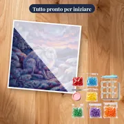 Lepre bianca nella neve al crepuscolo – kit pronto per iniziare