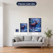 Bull Moose in a Snowy Pine Forest – available sizes