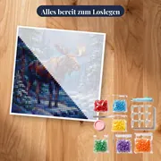 Elch am verschneiten Fluss – Set bereit zum Loslegen