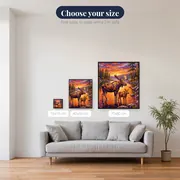 Moose and Calf on a Sunrise Lake – available sizes