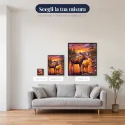 Alce e cucciolo nel lago all'alba – misure disponibili