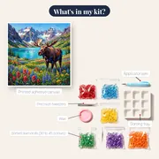 Moose in a Flowering Alpine Meadow – kit contents