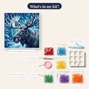 Moose Head and Antlers in Falling Snow – kit contents