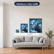 Tête d'élan aux grands bois enneigés – tailles disponibles