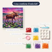 Alce tra le ninfee al crepuscolo – contenuto del kit