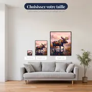 Élan dans le marais, brume rose – tailles disponibles