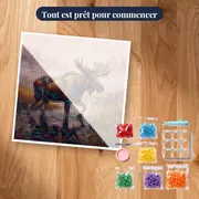 Élan dans le marais, brume rose – kit prêt à commencer