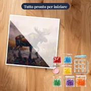 Alce a vetrata nella palude nebbiosa – kit pronto per iniziare