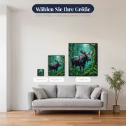 Elch im Regen im grünen Wald – verfügbare Größen