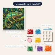 Camaleonte arcobaleno sul ramo muschioso – contenuto del kit