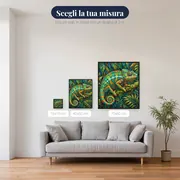 Camaleonte arcobaleno sul ramo muschioso – misure disponibili