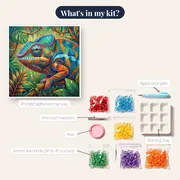 Blue and Orange Panther Chameleon Portrait – kit contents