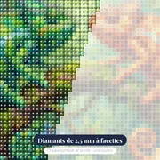 Caméléons vert et orange face à face – gros plan des diamants