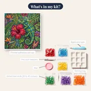Chameleon on a Red Hibiscus Bloom – kit contents