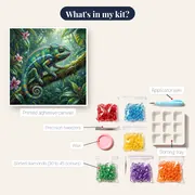 Glistening Chameleon on a Rainy Branch – kit contents