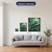 Glistening Chameleon on a Rainy Branch – available sizes