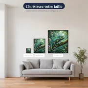 Caméléon sous la pluie en forêt tropicale – tailles disponibles