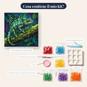 Camaleonte e rugiada sul ramo muschioso – contenuto del kit