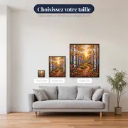 Allée de bouleaux dorés en automne – tailles disponibles