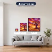 Lone Baobab at Orange and Purple Sunset – available sizes