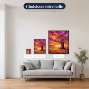 Baobab solitaire au coucher de soleil – tailles disponibles