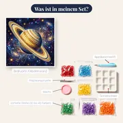 Goldener Saturn mit leuchtenden Ringen – Inhalt des Sets