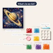 Golden Ringed Saturn in Starry Space – kit contents