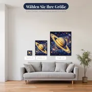 Goldener Saturn mit leuchtenden Ringen – verfügbare Größen