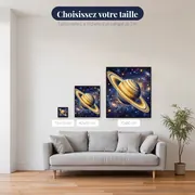 Saturne dorée et anneaux étoilés – tailles disponibles