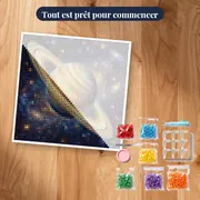 Saturne dorée et anneaux étoilés – kit prêt à commencer
