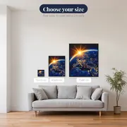 Earth at Sunrise with City Lights – available sizes