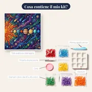 Sistema solare psichedelico con Sole e pianeti – contenuto del kit