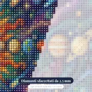 Sistema solare psichedelico con Sole e pianeti – primo piano dei diamanti