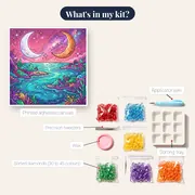 Turquoise Alien Planet Under Two Moons – kit contents